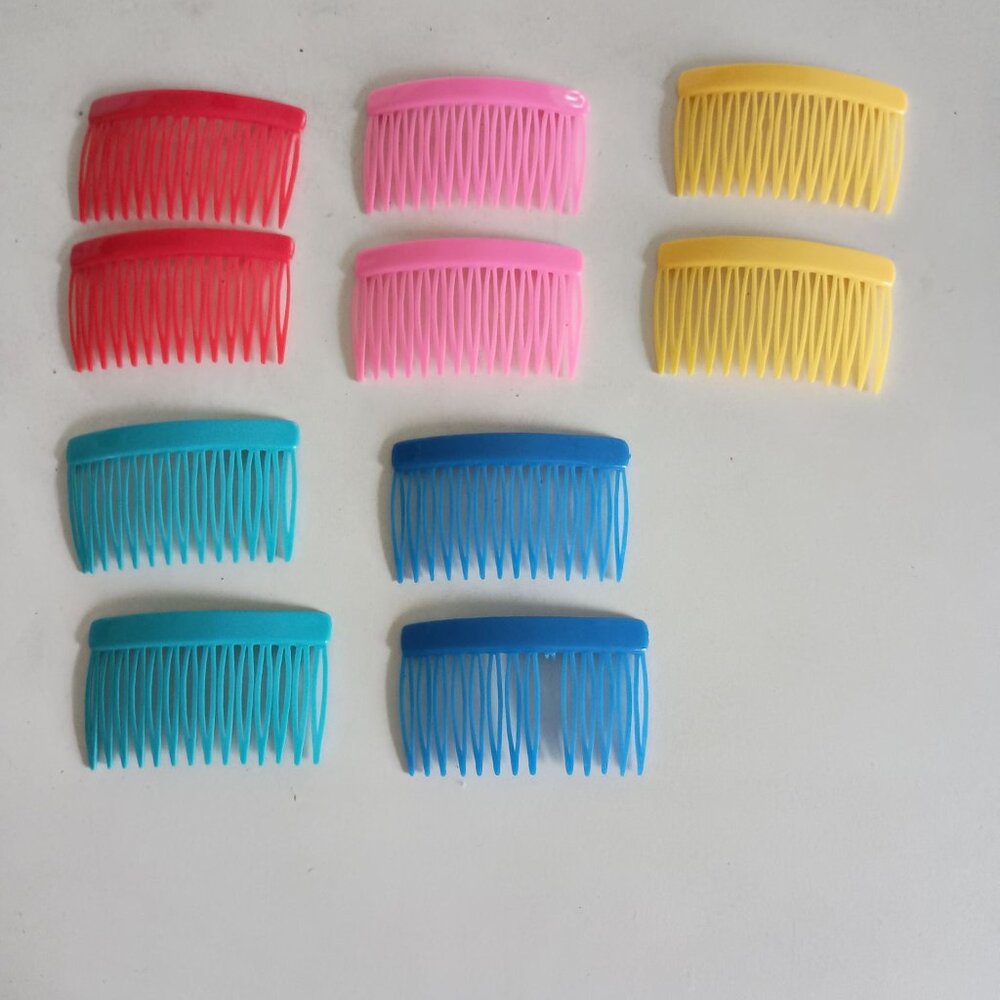 vintage 80's bright colors hair combs, 10 pieces